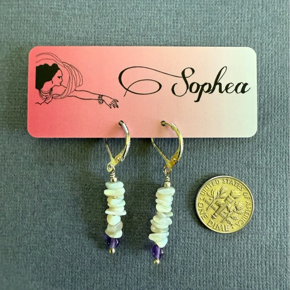 NWT Opal Amethyst Holly Blue Gemstone Statement Necklace and Earring Set Gift - Picture 7 of 11